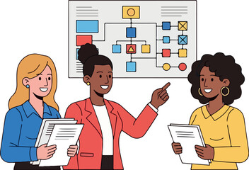 Business Presentation with Flowchart isolated on transparent background