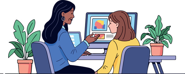 Data Analyst Explaining Chart isolated on transparent background
