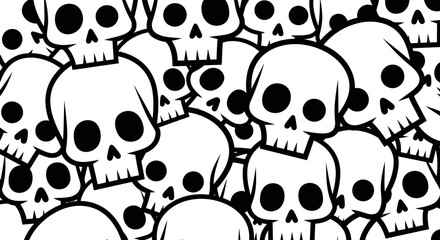 Fototapeta premium Seamless Pattern of Stylized Skulls, Gothic and Spooky Halloween Background Illustration