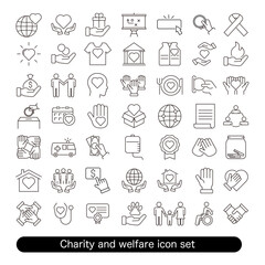 チャリティー・福祉のアイコンセット:支援・募金