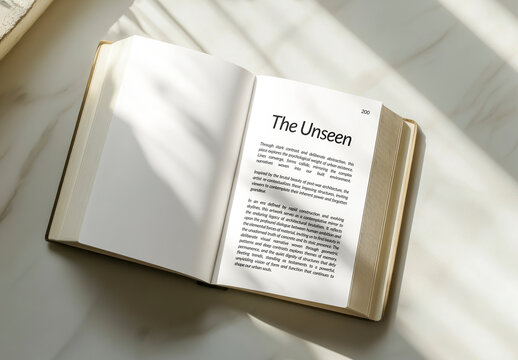 Open Book Mockup Sunlight Shadows Reading PSD