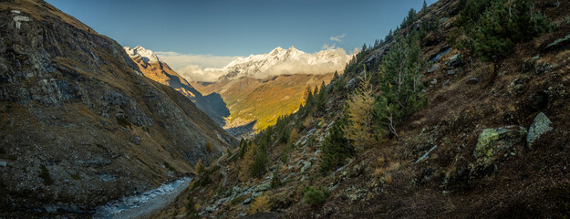 Steep Trail Drops Down To Zermatt In The Swiss Alps