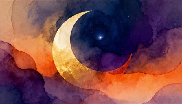 abstract crescent moon transition night to dawn perfect for eid mubarak and ramadan