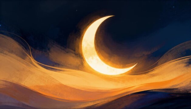 abstract crescent moon transition night to dawn perfect for eid mubarak and ramadan