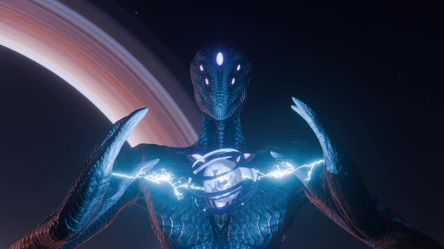 A depiction of an alien possessing mysterious powers.