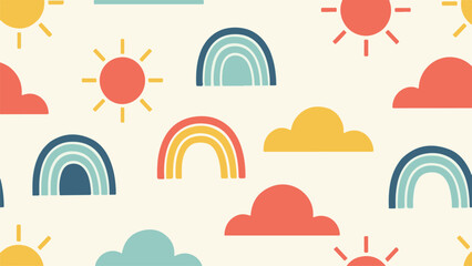 Fototapeta premium Whimsical Celestial Elements Seamless Pattern for Kids Decor and Design