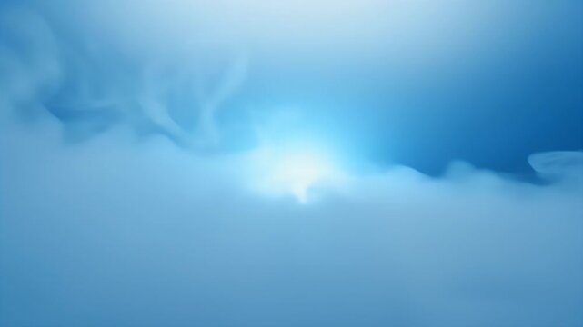 Ethereal blue clouds swirl and glow with a soft, luminous light