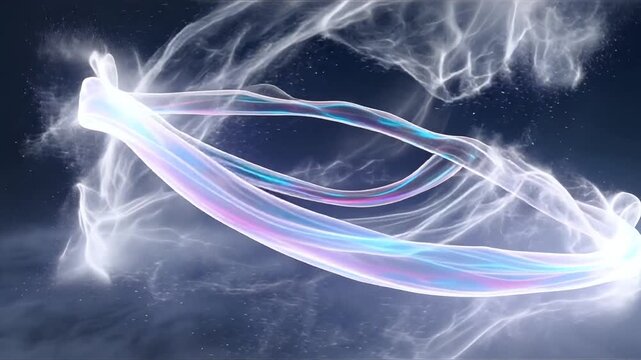 Swirling smoke forms abstract shapes in dark environment from unique viewpoint