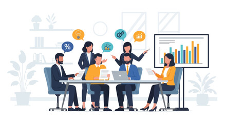 Teamwork and Collaboration in a Modern Office Environment, Illustrating Business Growth and Strategy