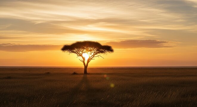 lonely tree at sunset