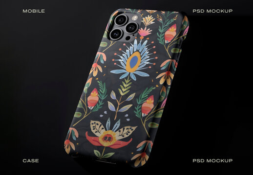 Floral Phone Case Mockup PSD