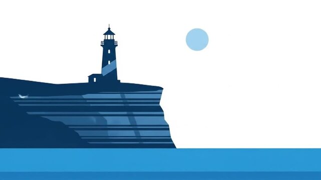 Serene Lighthouse on a Cliff Overlooking the Ocean.