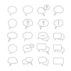 Fototapeta premium A comprehensive collection of vector outline speech bubbles, thought clouds, and chat boxes with various indicators for messages and conversations suitable for digital projects
