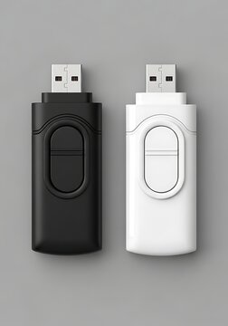 Two usb flash drives with different colored casings and designs