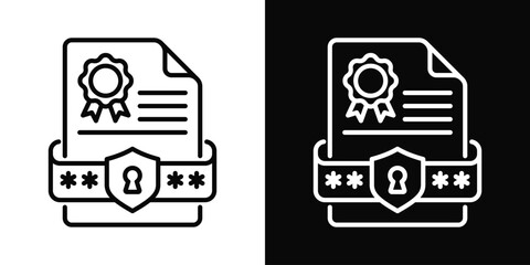 Security Certificate Icon White And Black Background Style