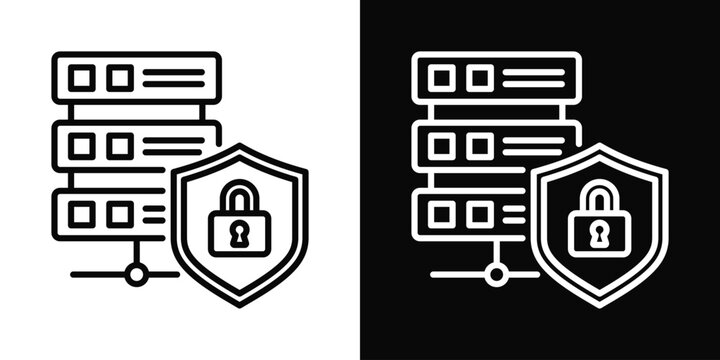 Secure Server Icon White And Black Background Style