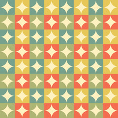 Abstract mid-century modern geometric pattern with retro shapes and minimalist aesthetic
