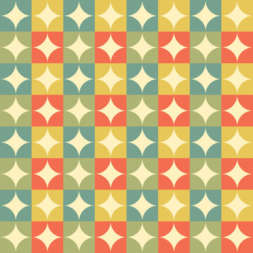Abstract mid-century modern geometric pattern with retro shapes and minimalist aesthetic