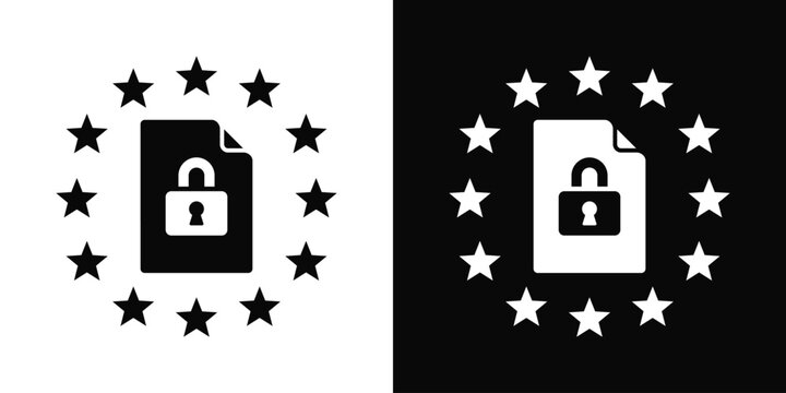 GDPR Compliance Icon White And Black Background Style