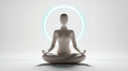 Abstract Meditation Concept with Glowing Ring Around a Calm Figure