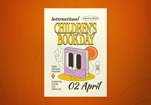 Orange Yellow International Childrens Book Day Flyer