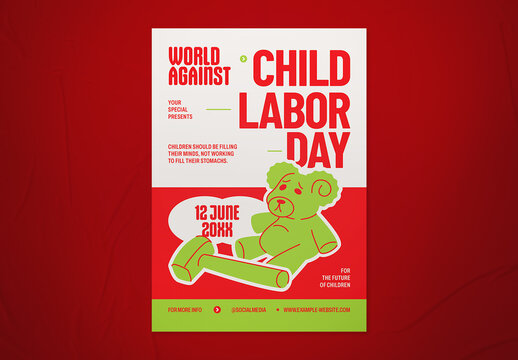 Red Bold World Against Child Labor Day Flyer