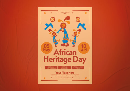 Red Abstract African Heritage Day Flyer