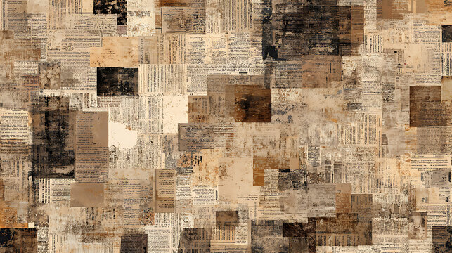 Seamless Pattern of Vintage Newspaper Collage Texture