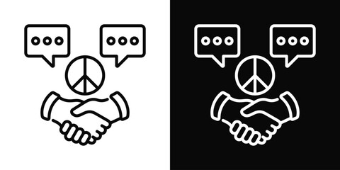 Fototapeta premium Conflict Resolution Icon White And Black Background Style