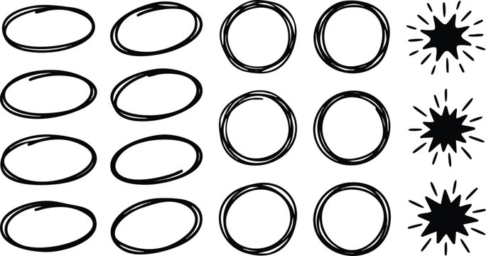 Black Circles and Stars Illustration Design.