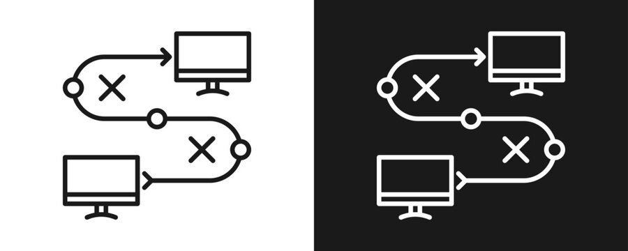 Traceability Icon Set Outline In White And Black Background