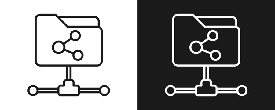 Ftp Icon Set Outline In White And Black Background