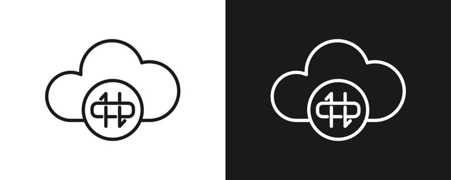 Nat Icon Set Outline In White And Black Background