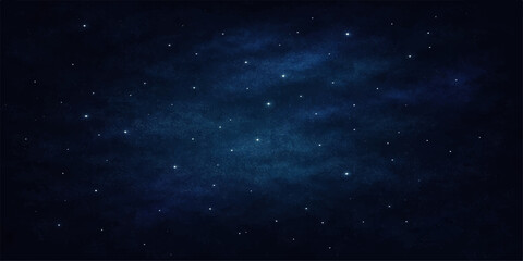 A deep blue nebula glows within a dark starry night sky background, featuring an abstract galaxy motion across a bright cosmic starfield © lima