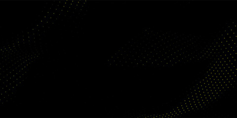 Gold shiny abstract wave. Design element with glitter effect on black background.