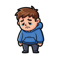 Naklejka premium A sad boy cries