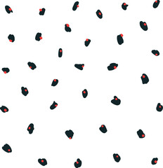 Texture in the form of small spots with scarlet dots scattered across the canvas.