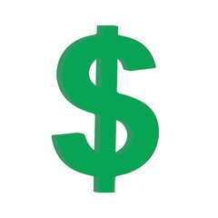 Obraz premium 3D Dollar Money Icon with Transparent Background – Finance, Payment & Currency Symbol, Modern 3D UI UX Banking Icon for App, Website & Digital Financial Interface Design