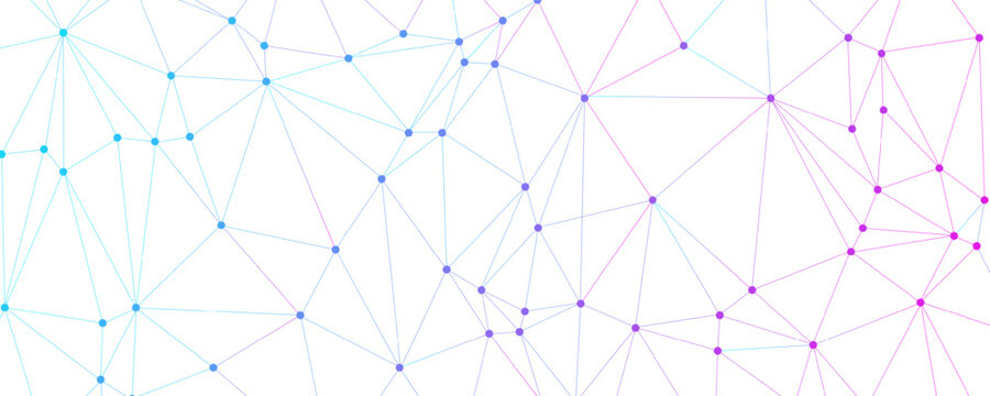 Neural Network Connecting Lines and Dots Isolated on White Background. Geometric Abstract Technology Banner