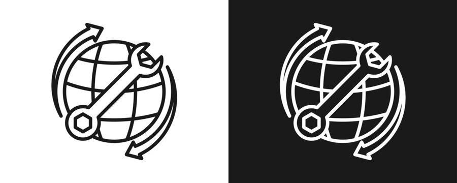 Geoengineering Icon Set Outline In White And Black Background