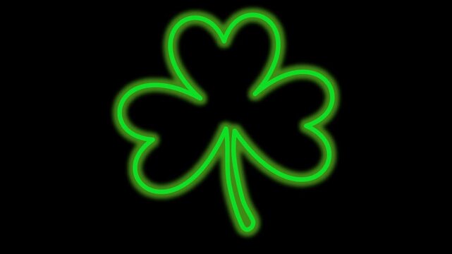 Saint Patrick's Day background illustration with neon shamrock