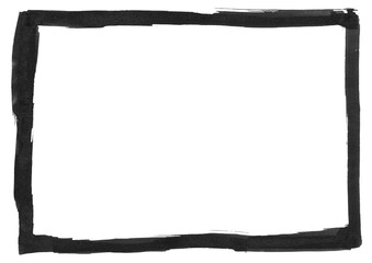 Obraz premium Old grunge rectangular frame on transparent background. Hand-drawn ink border graphic element.