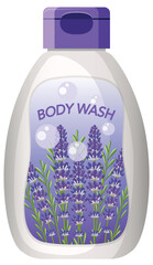 Lavender Body Wash Bottle with Floral Label Design