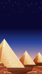 Ancient Egyptian Pyramids Under a Clear Starry Night Sky Background