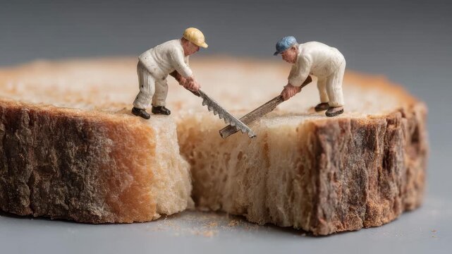 Creative food concept with small figurines 