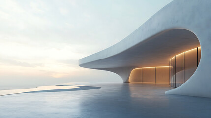 Modern Architectural Masterpiece Overlooking Serene Ocean Horizon  