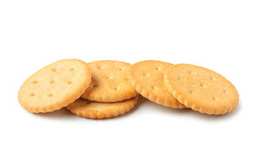 Delicious crackers isolated on white background, closeup