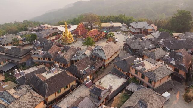 Jingmai Mountain Yunnan Ancient Villages Morning Aerial