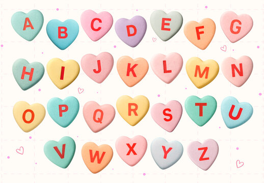 Colorful Alphabet Heart Candies Font Set