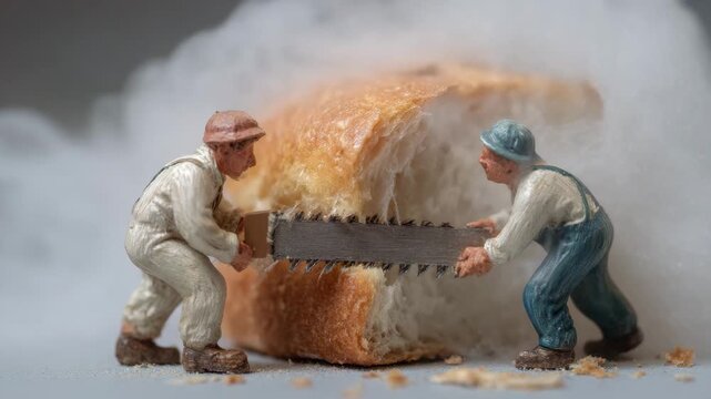 Creative food concept with small figurines  